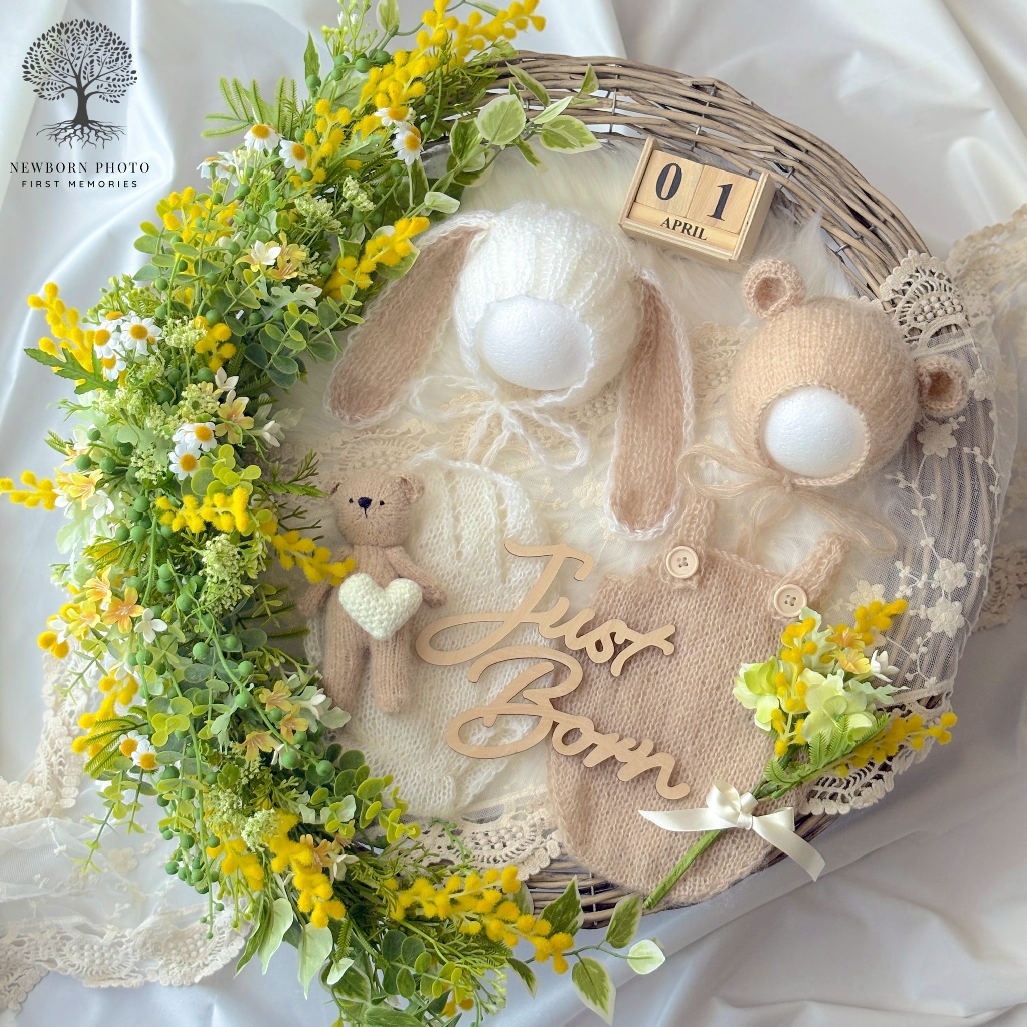 ニューボーンフォト撮影キット 春生まれにぴったりミモザセット